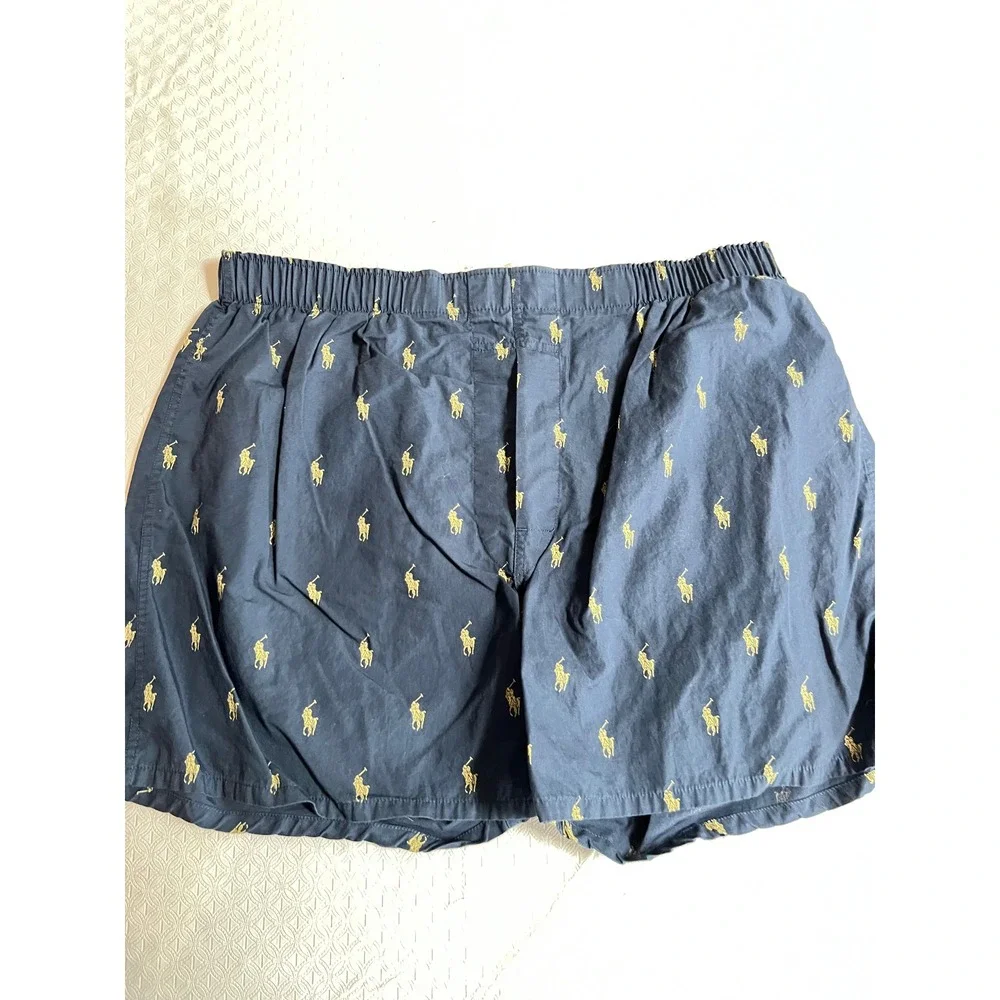 Polo‎ Ralph Lauren Mens Navy Gold All Over Pony Logo Woven Boxers Large 2-Pack